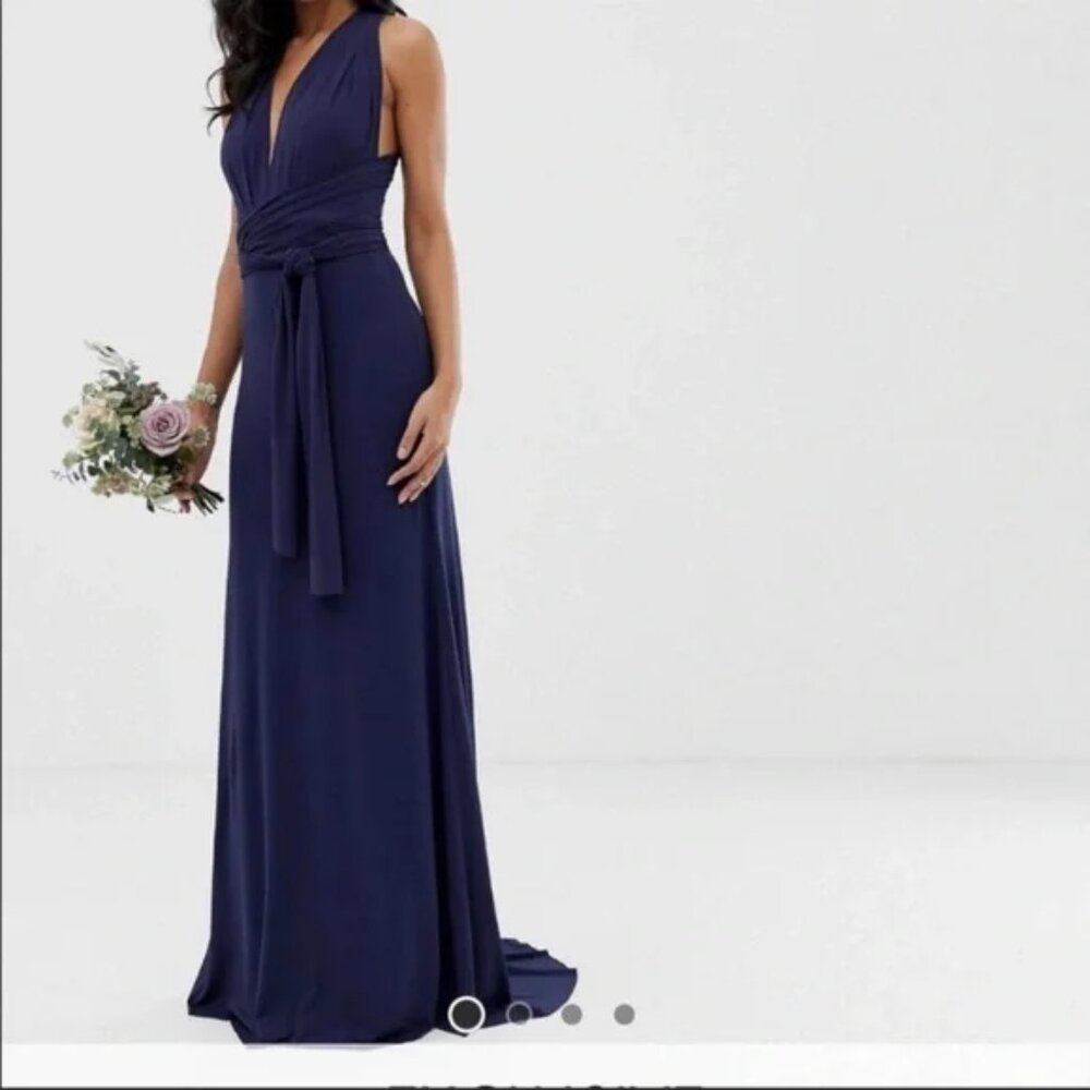 TFNC bridesmaid exclusive multiway maxi dress in navy Size 10